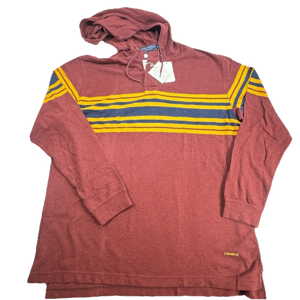 Daniel Cremieux NWT Y2K VTG 100% Cotton Striped Long Sleeve Hooded XL - Picture 2 of 7